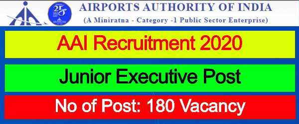 AAI Recruitment For 180 Junior Executive Posts