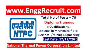 70 Diploma Engineers Posts In NTPC