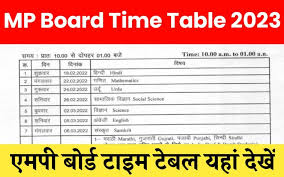 MP Board 10th and 12th Exam Time Table 2023