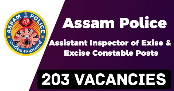 203 Assistant Inspector of Excise Excise Constable Posts In Assam Police 1