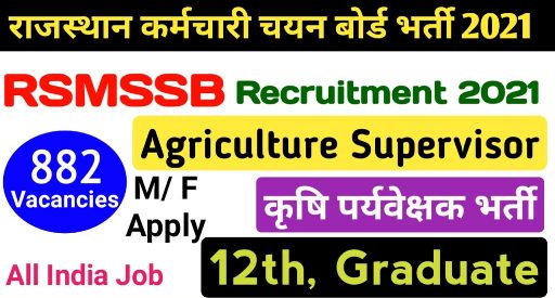 882 Agriculture Supervisor Posts In RSMSSB 1