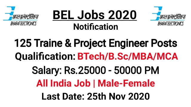 Apply For 125 Trainee Engineer Project Officer Posts in BEL 1