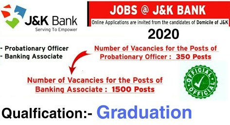 Apply For 1850 Banking Associate PO Posts In JK Bank 1