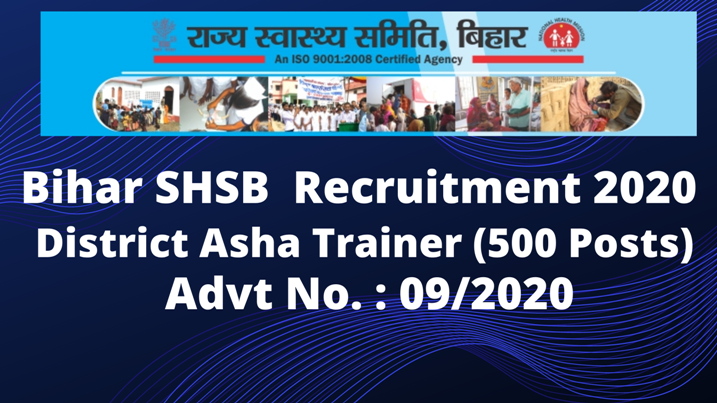 Apply For 500 District ASHA Trainer Posts In SHS Bihar 1