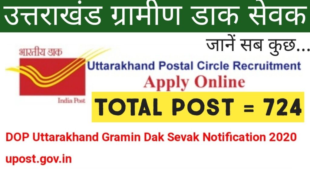 Apply For 724 GDS Recruitment In Uttarakhand Postal Circle 1