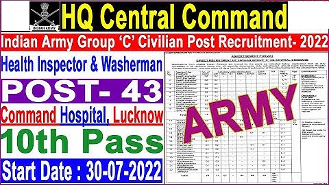 Army Recruitment 2022 43 Health Inspector and Washermen Recruitment Now 1