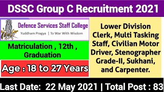 DSSC Recruitment 2021 83 Group C Recruitment 1