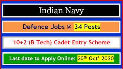 Details of 34 Cadet Entry Scheme Course Posts in Indian Navy 2020 1