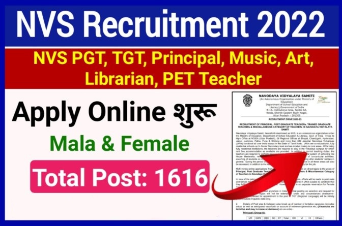 NVS Recruitment 2022 1616 Various Teaching Recruitment Apply Now 1