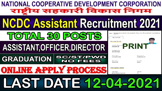 National Cooperative Development Corporation NCDC Various posts 2021 1