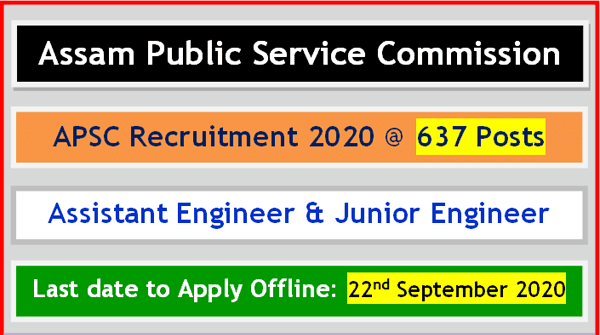 Notice For 637 AE JE Posts In APSC 1