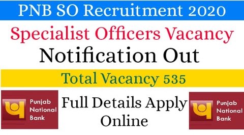 Recruitment Details For 535 Specialist Officer Post in PNB 1