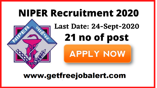 Recruitment For 21 Teaching and Non Teaching Posts In NIPER 1