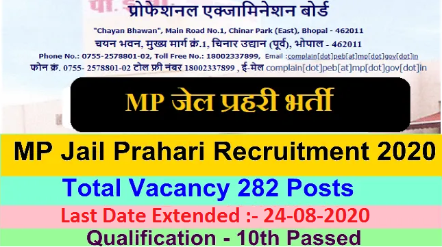 Recruitment For 282 Jail Prahri Posts In MPPEB 1