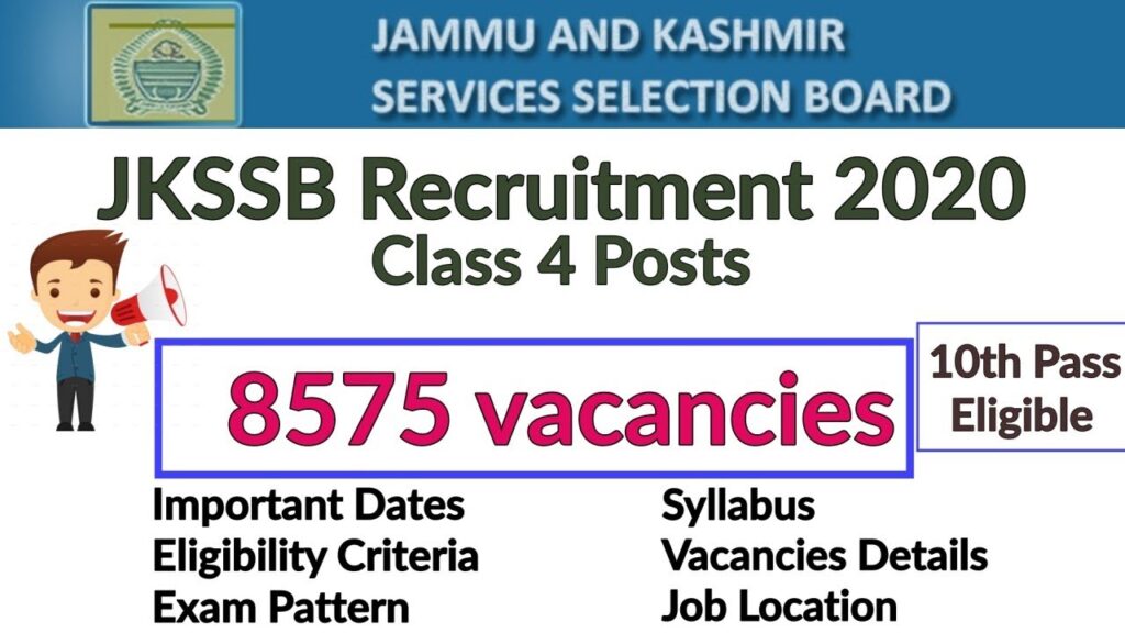 Recruitment Notification For 8575 Group D Posts In JKSSB 1