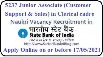 SBI Recruitment 2021 5237 Junior Associate Post 1