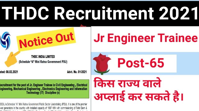 THDC 65 Jr. Engineer Trainee Recruitment 2021 1